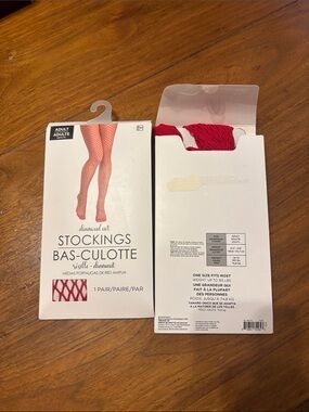 Diamond stocking fish net red NWT NEVER WORN 2 pair